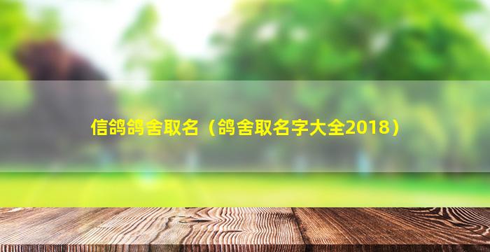 信鸽鸽舍取名（鸽舍取名字大全2018）