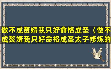 做不成赘婿我只好命格成圣（做不成赘婿我只好命格成圣太子修炼的啥）