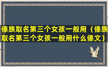 傣族取名第三个女孩一般用（傣族取名第三个女孩一般用什么傣文）