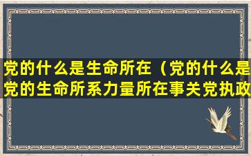 党的什么是生命所在（党的什么是党的生命所系力量所在事关党执政地位）