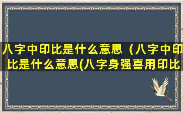 八字中印比是什么意思（八字中印比是什么意思(八字身强喜用印比)）