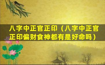 八字中正官正印（八字中正官正印偏财食神都有是好命吗）