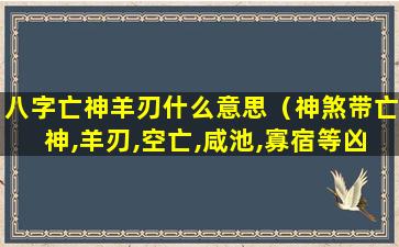 八字亡神羊刃什么意思（神煞带亡神,羊刃,空亡,咸池,寡宿等凶神）