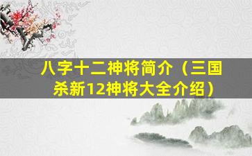 八字十二神将简介（三国杀新12神将大全介绍）