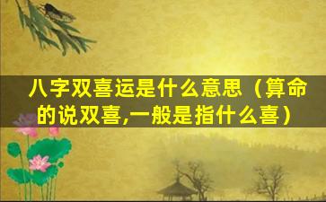 八字双喜运是什么意思（算命的说双喜,一般是指什么喜）