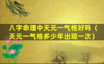 八字命理中天元一气格好吗（天元一气格多少年出现一次）