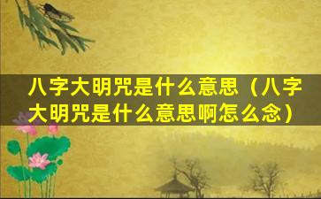 八字大明咒是什么意思（八字大明咒是什么意思啊怎么念）