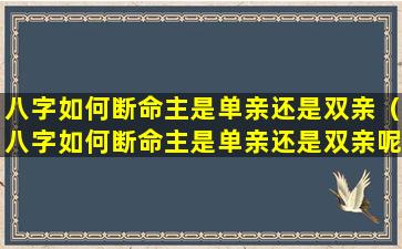 八字如何断命主是单亲还是双亲（八字如何断命主是单亲还是双亲呢）