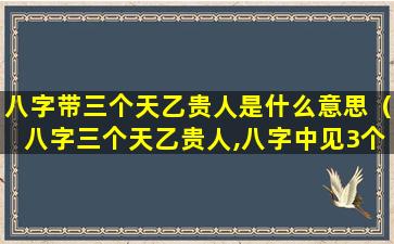 八字带三个天乙贵人是什么意思（八字三个天乙贵人,八字中见3个天乙贵人）