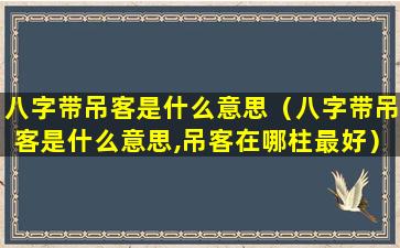 八字带吊客是什么意思（八字带吊客是什么意思,吊客在哪柱最好）