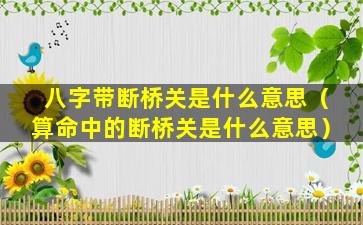 八字带断桥关是什么意思（算命中的断桥关是什么意思）