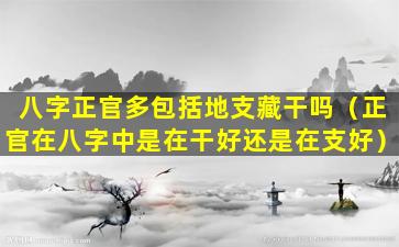 八字正官多包括地支藏干吗（正官在八字中是在干好还是在支好）