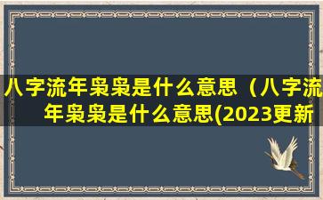 八字流年枭枭是什么意思（八字流年枭枭是什么意思(2023更新)）