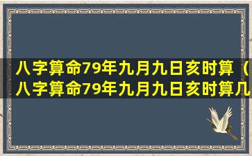 八字算命79年九月九日亥时算（八字算命79年九月九日亥时算几两命）