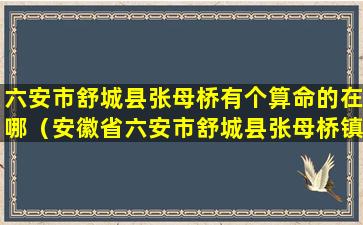 六安市舒城县张母桥有个算命的在哪（安徽省六安市舒城县张母桥镇）