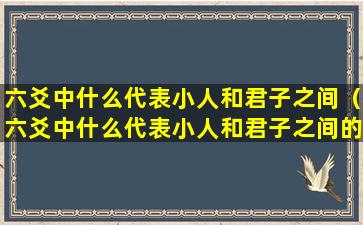 六爻中什么代表小人和君子之间（六爻中什么代表小人和君子之间的关系）