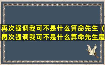 再次强调我可不是什么算命先生（再次强调我可不是什么算命先生是哪个英雄）