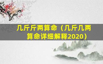 几斤斤两算命（几斤几两算命详细解释2020）