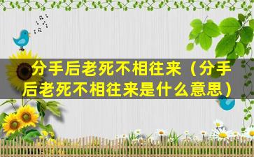 分手后老死不相往来（分手后老死不相往来是什么意思）