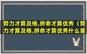 努力才算及格,拼命才算优秀（努力才算及格,拼命才算优秀什么意思）