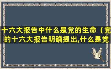 十六大报告中什么是党的生命（党的十六大报告明确提出,什么是党的生命）