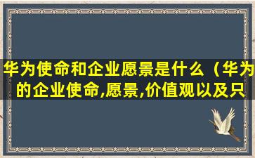 华为使命和企业愿景是什么（华为的企业使命,愿景,价值观以及只要目标）