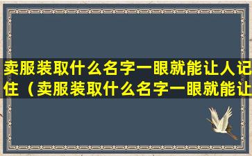 卖服装取什么名字一眼就能让人记住（卖服装取什么名字一眼就能让人记住呢）