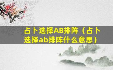 占卜选择AB排阵（占卜选择ab排阵什么意思）