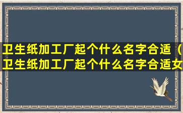 卫生纸加工厂起个什么名字合适（卫生纸加工厂起个什么名字合适女生）