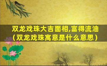 双龙戏珠大吉面相,富得流油（双龙戏珠寓意是什么意思）