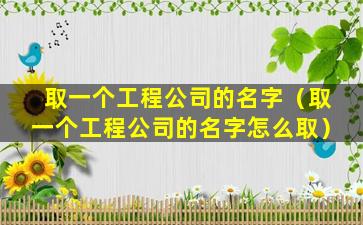 取一个工程公司的名字（取一个工程公司的名字怎么取）