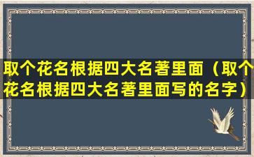 取个花名根据四大名著里面（取个花名根据四大名著里面写的名字）