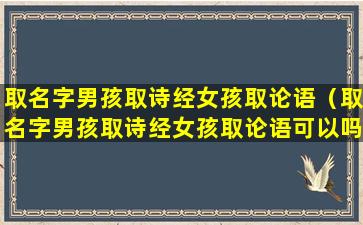 取名字男孩取诗经女孩取论语（取名字男孩取诗经女孩取论语可以吗）