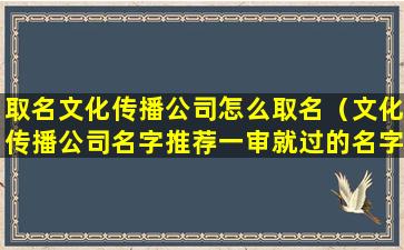 取名文化传播公司怎么取名（文化传播公司名字推荐一审就过的名字）