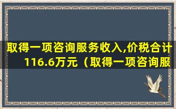 取得一项咨询服务收入,价税合计116.6万元（取得一项咨询服务收入,价税合计116.6万元怎么算）