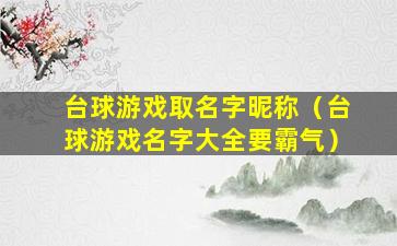 台球游戏取名字昵称（台球游戏名字大全要霸气）