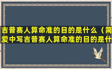 吉普赛人算命准的目的是什么（简爱中写吉普赛人算命准的目的是什么）