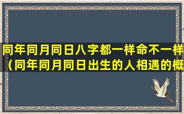 同年同月同日八字都一样命不一样（同年同月同日出生的人相遇的概率）