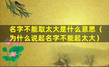 名字不能取太大是什么意思（为什么说起名字不能起太大）