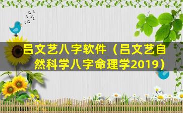 吕文艺八字软件（吕文艺自然科学八字命理学2019）