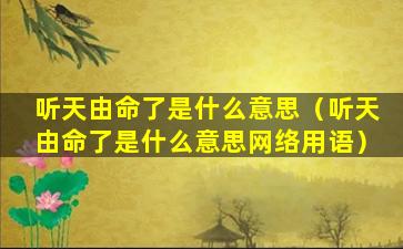 听天由命了是什么意思（听天由命了是什么意思网络用语）