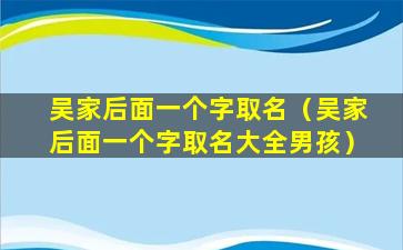 吴家后面一个字取名（吴家后面一个字取名大全男孩）