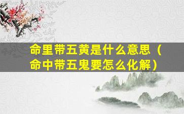 命里带五黄是什么意思（命中带五鬼要怎么化解）