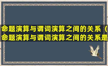 命题演算与谓词演算之间的关系（命题演算与谓词演算之间的关系是什么）