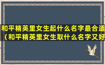 和平精英里女生起什么名字最合适（和平精英里女生取什么名字又好听又霸气）