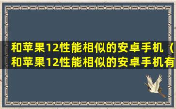 和苹果12性能相似的安卓手机（和苹果12性能相似的安卓手机有哪些）