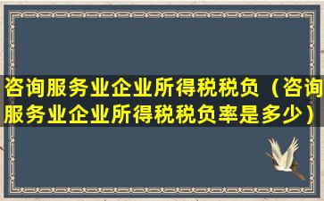 咨询服务业企业所得税税负（咨询服务业企业所得税税负率是多少）