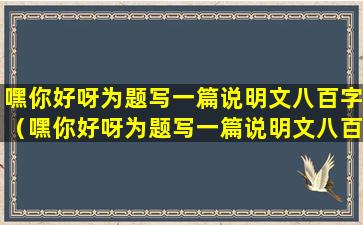 嘿你好呀为题写一篇说明文八百字（嘿你好呀为题写一篇说明文八百字以上）