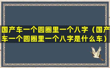 国产车一个圆圈里一个八字（国产车一个圆圈里一个八字是什么车）