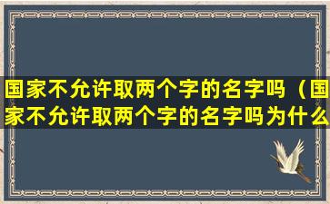 国家不允许取两个字的名字吗（国家不允许取两个字的名字吗为什么）